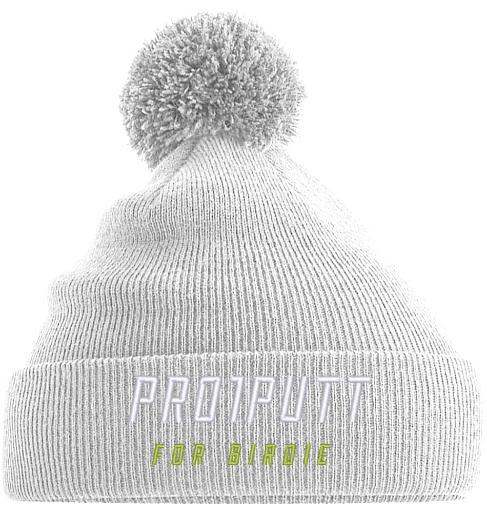 Wintermütze Strick White/Lime PomPom