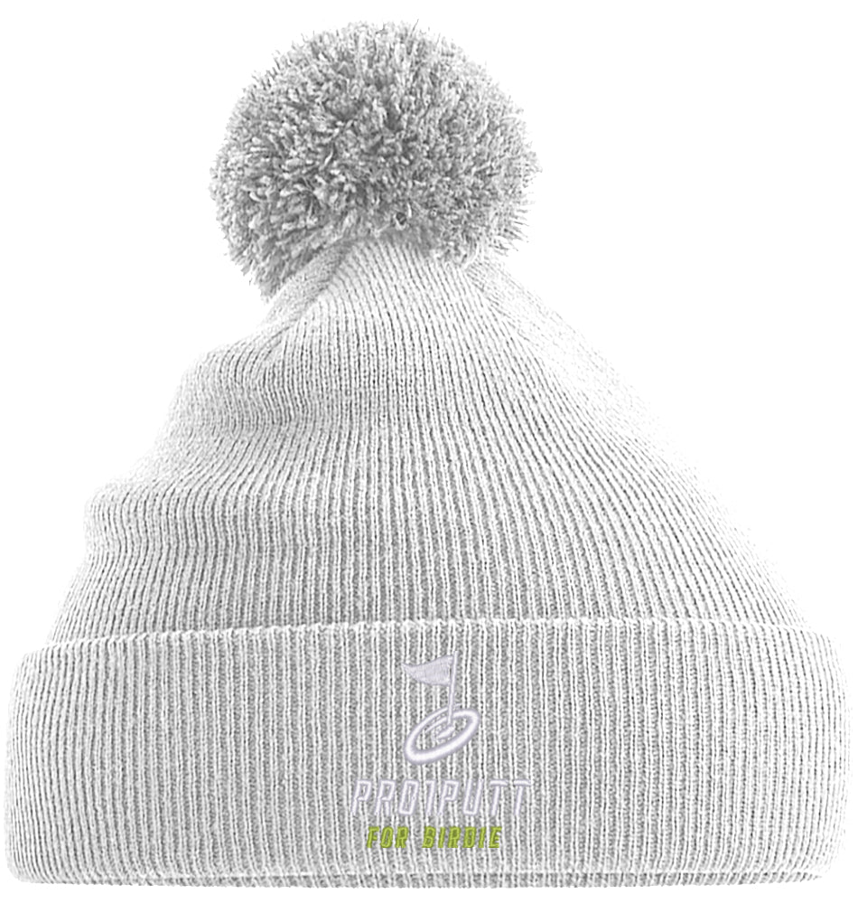 Wintermütze Stick white/Lime Icon PomPom