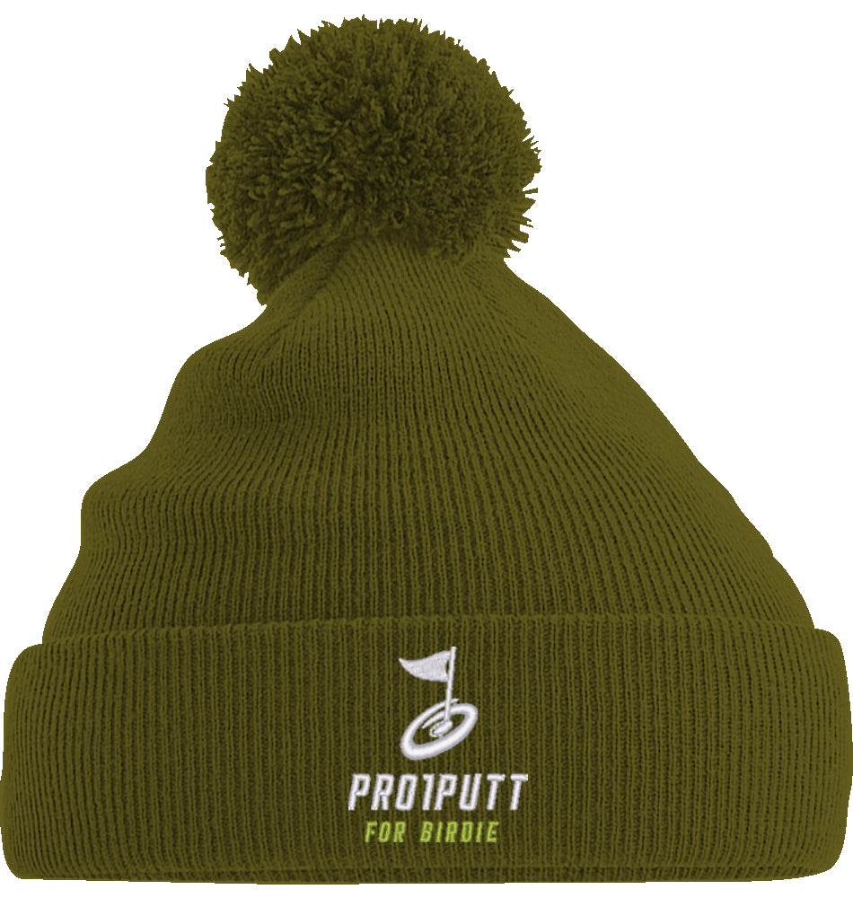 Wintermütze Stick white/Lime Icon PomPom